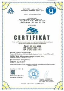V Centroprojektu proběhla úspěšná recertifikace ISO 9001, ISO 14001, OHSAS 18001
