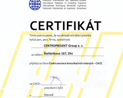 Osvědčení FIDIC CACE pro Centroprojekt